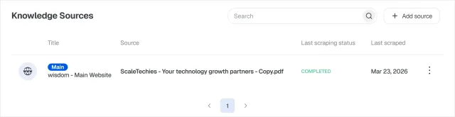 Add Main Business Context, Pages and files, and Product links with controlled ingestion that keeps answers current and usable.